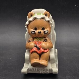 Norcrest Retirement Fund Bear Piggy Bank Vintage Ceramic Female Grandmother